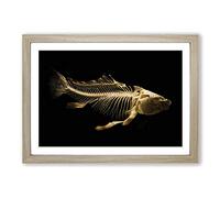 Fish Skeleton Framed Print | A2 Oak Framed Wall Art | Ready to Hang | Modern Animal Picture | Living Room Bedroom Lounge Office