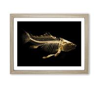 Fish Skeleton Modern Framed Print | A4 Oak Framed Wall Art | Ready to Hang | Modern Animal Picture | Living Room Bedroom Lounge Office