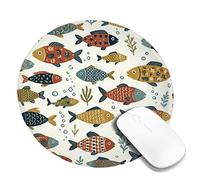Fish Small Mouse Pad, Aquatic Fanciful Bubbles Seaweed Summer Blue Round Rubber Non Slip Portable Travel Mousepad Desk Accessories for Gaming Computer Laptop Round 8x8 Inch