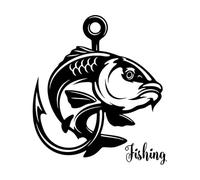 Fish Sport Club Room Decor Vinyl Wall Decal Fishing Hobby Fisherman Stickers Wallpaper House Decoration Small - 38x42cm