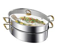 Fish Steamer Pot, Stainless Steel Poacher for Induction Cooker, Elliptical Shape Stockpot for Steaming Fish and Boiling Soup