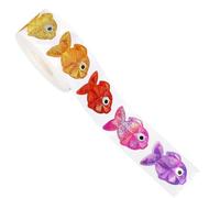 Fish Sticker Roll - Fade Resistant Vinyl Fish Labels Self Adhesive Sticker Pack Bright Animal Reward Rolls Pack Edu's Behavior Incentive Stickers