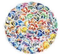 50PCS Tropical Fish Stickers,Colourful Waterproof Self-Adhesive Vinyl Decals Featuring Realistic Aquarium and Ocean Fish,Fun Sea Life Sticker Pack for Kids Teens Laptops Water Bottles Scrapbooks