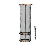 Fish Storage Cage - 100 x 16 x 16 cm Foldable Trap Nylon Net Basket Lightweight Design with Ground Spike Safe Net Portable Container for Catfish, Bait Fish and Bass River Shore Fishing