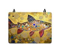 Fish Stove Top Cover for Electric Stove, Artistic Colorful Circles Dots Summer Gold Pu Surface Cooktop Cover for Induction or Electric Kitchen Cooking Essentials 28x20 Inch