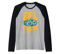 Fish Super Classic Glorious Swim Stylized Modern Happy EEL Raglan Baseball Tee