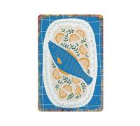 Fish Supper Mediterranean Dinner Art Kitchen Retro Cafe Sage Kitsch Food Gallery Bold Fun Office Wall Art Poster Coffee Bar Tin Sign Cubicle Decor Desk Home Gift Vintage Decor Metal Logo 8" x 12"