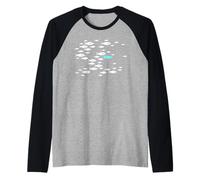 Fish Swim Against the Current in the sea Raglan Baseball Tee