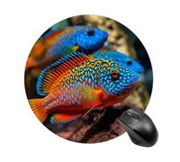 Fish Swimming in The Water Mouse Pad with Non-Slip Rubber Base,Small Round Mousepad 7.8" Diameter,Mouse Mat for Computers, Laptop, Gaming, Office & Home