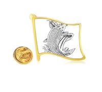 Fish Swimng Up Fast Hope Luck Golden Metal Flag Lapel Pin Badge
