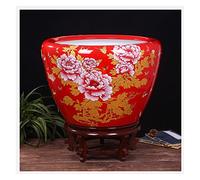 Fish Tabk Aquarium Ceramic Fish Bowl Chinese StyleGoldfish Bowl Koi Tank Balcony Office Ornamental Fish Culture Tank Cool Fish Tank(Size:73CM) (A 63CM)