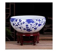 Fish Tabk Aquarium Ceramic Fish Bowl Desktop Goldfish Tank Living Room Balcony Blue and White Mountain River Tank Office Ornamental Fish Culture Tank Cool Fish Tank(A,50CM) (B 41CM)