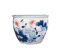 Fish Tabk Aquarium Ceramic Goldfish Bowl Living Room Fish Culture Tank Garden Lotus Tank Tortoise Large Water Tank Aquarium Starter Kits Cool Fish Tank(Color:C,Size:63cm) (A 63cm)