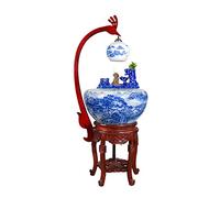 Fish Tabk Aquarium Fish Tank Ceramic Cabinet Blue and White Landscape Goldfish Tank Floor-to-ceiling Flow Water Tank Home Porch Living Room Viewing Fish Bowl Cool Fish Tank(Color:A) (B)