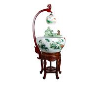 Fish Tabk Aquarium Fish Tank Ceramic Cabinet Multicolored Lotus Goldfish Tank Floor-to-ceiling Flow Water Tank Home Porch Living Room Viewing Fish Bowl Cool Fis, B