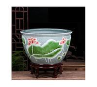 Fish Tabk Aquarium Fish Tank Ceramic Fish Culture Tank Home Living Room Lotus Tortoise Tank Courtyard Feng Shui Lucky Goldfish Bowl Fish Bowl Cool Fish Tank(Color:A,Size:41cm) (B 75cm)