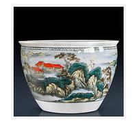 Fish Tabk Aquarium Fish Tank Ceramic Gold Fish Tank Living Room Office Feng Shui Fish Bowl Courtyard Large Fish Culture Tank Cool Fish Tank(Color:B,Size:73CM) (C 63CM)