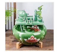 Fish Tabk Aquarium Fish Tank Ceramic Goldfish Bowl Home Circulation Flow Water Fountain Living Room Office Desktop Fish Culture Bowl Cool Fish Tank, B-50CM
