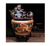 Fish Tabk Aquarium Fish Tank Ceramic Goldfish Tank Home Desktop Running Water Ornaments Small Household Circulation Flow Water Lucky Fish Tank Cool Fish Tank(Color:C,Size:52cm) (B 42cm)