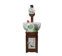 Fish Tabk Aquarium Fish Tank Chinese Style Ceramic Cabinet Type Pastel Lotus Goldfish Tank Floor Flow Water Tank Home Porch Living Room Fish Culture Bowl Cool Fish Tank(66X160CM) (66X160CM)
