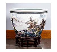 Fish Tabk Aquarium Fish Tank Chinese Style Ceramic Goldfish Bowl Outdoor Turtle Large Water Tank Living Room Fish Culture Ornamental Tank Cool Fish Tank, D-63cm
