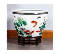 Fish Tabk Aquarium Fish Tank Chinese Style Ceramic Goldfish Bowl Outdoor Turtle Large Water Tank Living Room Fish Culture Ornamental Tank Cool Fish Tank(Color:A,Size:42cm) (A 42cm)