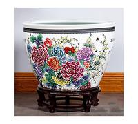 Fish Tabk Aquarium Fish Tank Chinese Style Ceramic Goldfish Bowl Outdoor Turtle Large Water Tank Living Room Fish Culture Ornamental Tank Cool Fish Tank(Color:C,Size:63cm)