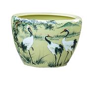 Fish Tabk Aquarium Fish Tank Yellow Glaze Ceramic Goldfish Bowl Retro Large Water Tank Garden Lotus Tank Balcony Fish Culture Tank Cool Fish Tank(Color:A,Size:73cm) (A 43cm)
