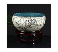 Fish Tabk Aquarium Fish Tankchinese Style Ceramic Goldfish Bowl Narcissus Lotus Tank Koi Fish Culture Tank Living Room Balcony Fish Bowl Cool Fish Tank(Size:46CM) (A 36CM)