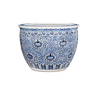 Fish Tabk Blue and White Porcelain Goldfish Bowl Ceramic Fish Tank Living Room Fish Culture Large Water Tank Garden Turtle Tank Home Aquarium Starter Kits Cool Fish Tank(Color:B) (C 67cm)