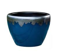 Fish Tabk Blue Glaze Ceramic Fish Tank Living Room Large Water Tank Courtyard Water Lily Lotus Tank Garden Ornamental Tank Cool Fish Tank, 60cm