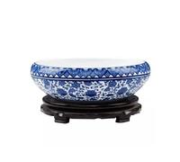 Fish Tabk Ceramic Blue and White Goldfish Tank Household Turtle Tank Water Lily Plant Narcissus Home Decorations Cool Fish Tank (A)