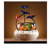 Fish Tabk Ceramic Circulating Water Fish Tank Humidifier Ornaments Pottery Office Desktop Living Room Simple Decoration Cool Fish Tank(B) (B)