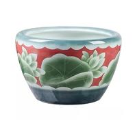 Fish Tabk Ceramic Cylinder Goldfish Basin Water Lily Bowl Balcony Courtyard Large Fish Tank Lotus Lotus Ornamental Basin Cool Fish Tank(Size:42cm) (42cm)