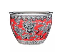 Fish Tabk Ceramic Dragon Pattern Fish Tank Turtle Tank Courtyard Water Lily Lotus Tank Living Room Household Rice Tank Cool Fish Tank,S