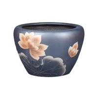 Fish Tabk Ceramic Fish Tank Gray Glaze Water Tank Fish Breeding Balcony Water Lily Tank Outdoor Courtyard Ceramic Large Fish Tank Cool Fish Tank(Size:M) (S)