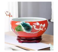 Fish Tabk Ceramic Fish Tank Hand-painted Desktop Large Sleeping Bowl Lotus Narcissus Lotus Pot Cylinder Living Room Bedroom Cool Fish Tank(Size:41cm) (41cm)