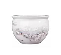 Fish Tabk Ceramic Fish Tank White Water Lily Tank Household Turtle Tank Living Room Entrance Decoration Ornaments Cool Fish Tank(Size:M) (S)