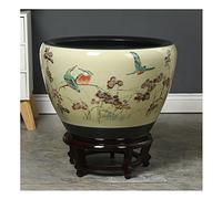 Fish Tabk Ceramic Goldfish Bowl Fish Tank Garden Water Tank Balcony Fish Culture Tank Turtle Water Lily Basin Tank Home Living Room Aquarium Starter Kits Cool Fish Tank(Size:73cm) (A 42cm)