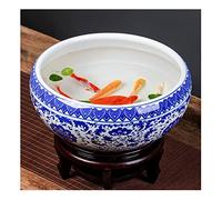 Fish Tabk Ceramic Goldfish Bowl Fish Tank Hand-painted Desktop Large Lucky Turtle Tank Narcissus Lotus Pot Tank Aquarium Starter Kits Cool Fish Tank, D-24cm