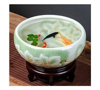 Fish Tabk Ceramic Goldfish Bowl Fish Tank Hand-painted Desktop Large Lucky Turtle Tank Narcissus Lotus Pot Tank Aquarium Starter Kits Cool Fish Tank(Color:B,Size:24cm) (C 24cm)