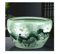 Fish Tabk Ceramic Goldfish Bowl Fish Tank Home Balcony Office Living Room Flowing Water Ornaments Courtyard Large Fish Culture Tank Cool Fish Tank,A-52cm