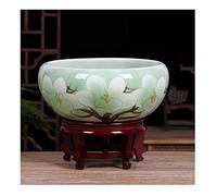 Fish Tabk Ceramic Goldfish Bowl Fish Tank Living Room Home Desktop Fish Culture Cylinder Feng Shui Lucky Fish Bowl Cool Fish Tank(B,50CM) (A 32CM)
