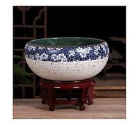 Fish Tabk Ceramic Goldfish Bowl Fish Tank Living Room Home Desktop Fish Culture Cylinder Feng Shui Lucky Fish Bowl Cool Fish Tank(B,41CM)