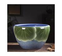 Fish Tabk Chinese Retro Ceramic Fish Tank Balcony Office Living Room Flowing Water Fish Tank Courtyard Flower Pot Cool Fish Tank(Size:L)
