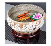 Fish Tabk Chinese Style Ceramic Fish Bowl Desktop Fish Culture Fish Tank Living Room Balcony Blue and White Mountain River Tank Office Ornamental Fish Culture Tank Cool Fish Tank(B,35CM)