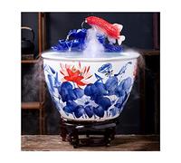 Fish Tabk Chinese Style Ceramic Fish Bowl Office Living Room Balcony Floor-to-ceiling Home Circulation Flow Water Ornament Courtyard Goldfish Bowl Cool Fish Tank(76cm) (A 53cm)