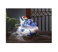 Fish Tabk Chinese Style Ceramic Goldfish Bowl Fish Tank Fountain Circulating Water Wind Lucky Gold Fish Tank Office Turtle Tank Cool Fish Tank(Color:B) (D)