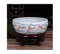 Fish Tabk Chinese Style Ceramic Goldfish Bowl Fish Tank Living Room Balcony Turtle Tank Desktop Lotus Fish Culture Tank Aquarium Fish Bowl Cool Fish Tank,B-43CM