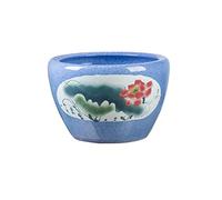 Fish Tabk Chinese Style Ceramic Lotus Fish Culture Tank Living Room Balcony Courtyard Lucky Tank Aquarium Goldfish Bowl Fish Tank Cool Fish Tank(Size:63cm) (A 42cm)